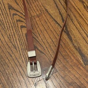 Madewell Chestnut Leather Belt with Intricate Silver Buckle